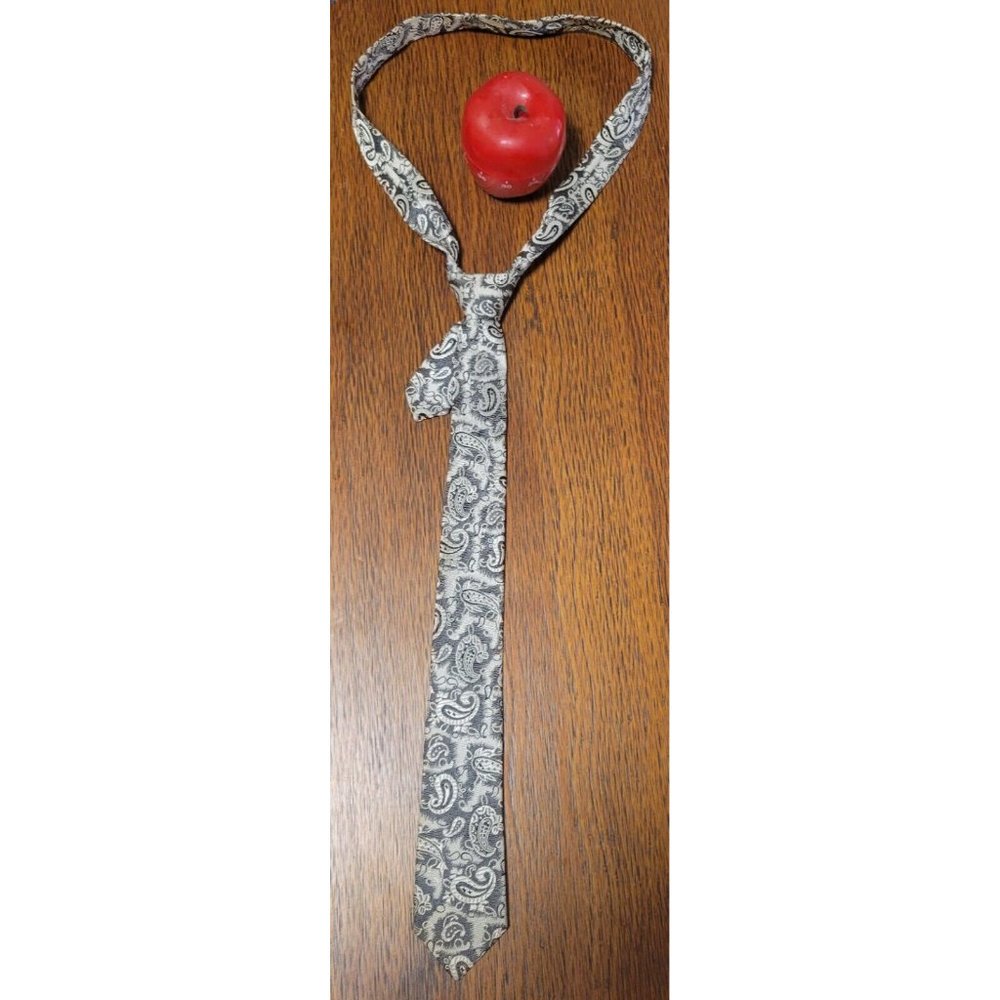 Black White Gray Grey Paisley Pattern Boy's Tie Generic